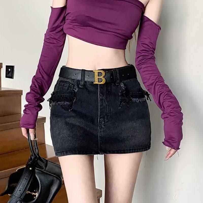 Chân Váy Jean Thời Trang, Phong Cách Hàn Quốc, Màu Trơn Dễ Phối Đồ Cho Nữ, Xu Hướng Hakama 1