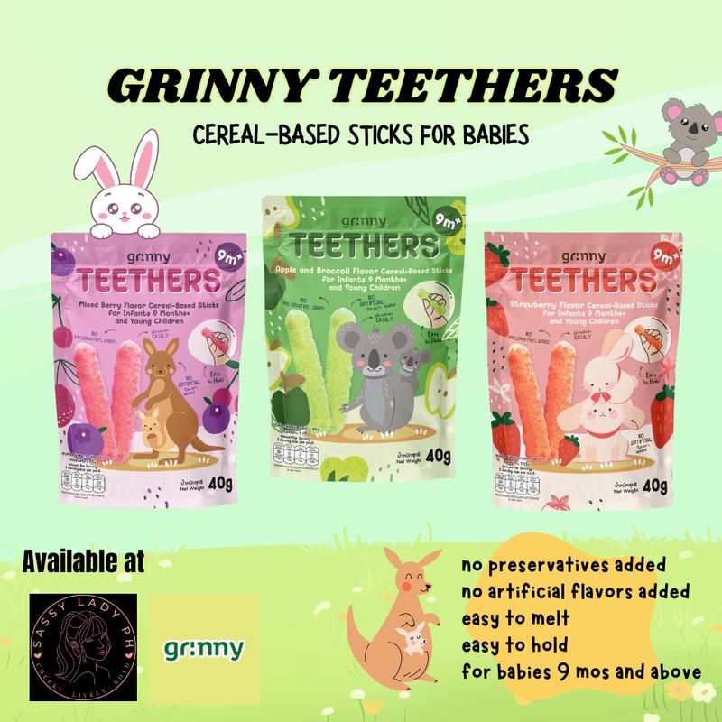 Grinny Teethers Cereal-Based Sticks for Babies Strawberry Mixed ...