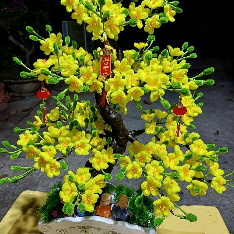 set kẽm nhung làm hoa đào mai trưng Tết trang trí có video hướng dẫn cây quýt