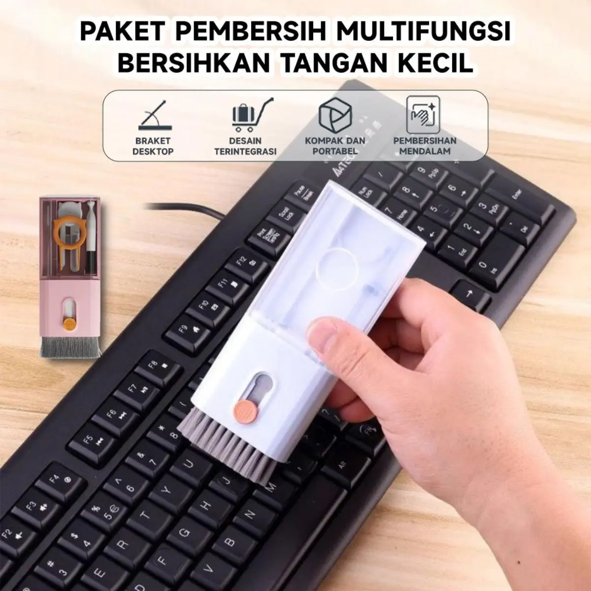 Paket Pembersih Elektronik 12-in-1 Kompak - Alat Pembersih Laptop, Keyboard, Headset, Kamera, Layar HP & Perangkat Digital, Dengan Kotak Penyimpanan 15x10x5cm untuk Kantor & Rumah, Indah & Praktis, Model XYZ-123
