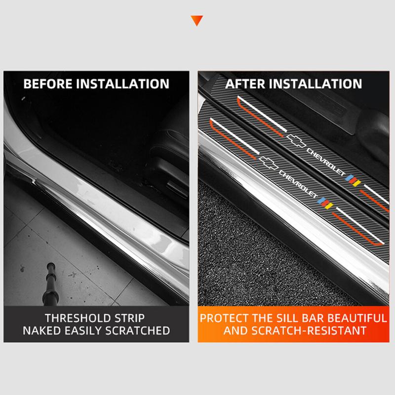Product Introduction of For Chevrolet Malibu XL Cruze Trailblazer Kovoz Spark Aveo Fiber Car Door Threshold Sill Protector Trunk Stickers Car Accessories 3