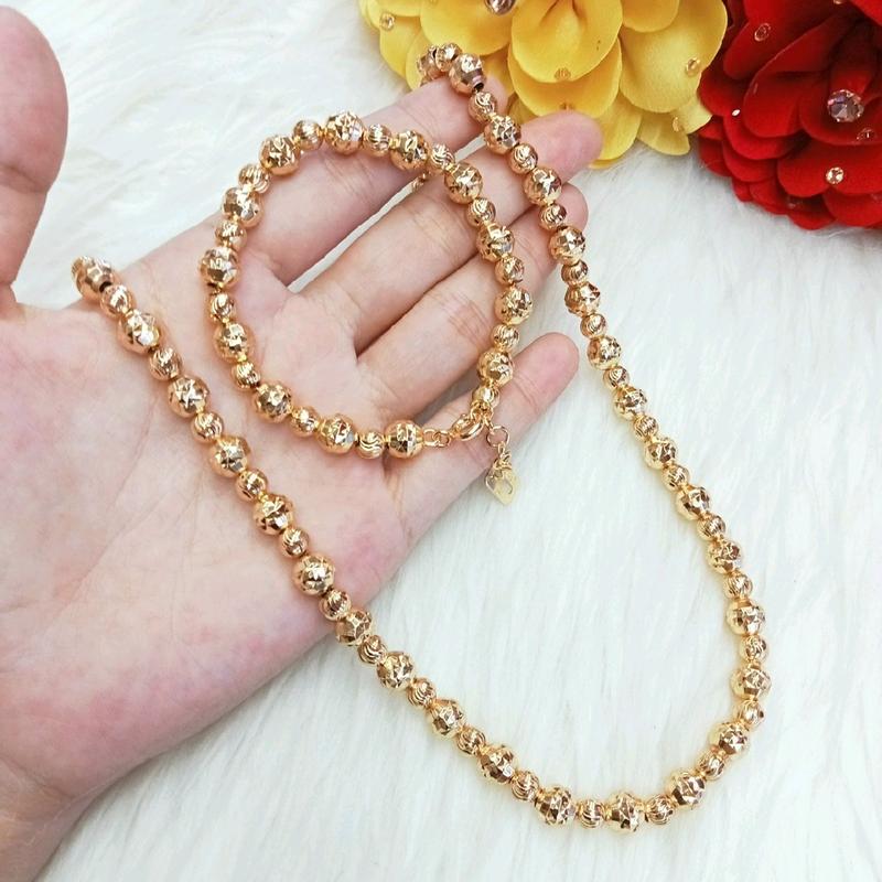 Dây Chuyền Và Lắc Tay Mẫu Bi Chạm Sáng Đồng Đỏ Màu Vàng Miền Tây 750 Phụ Kiện
