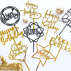 Cake Topper Acrylic Happy Birthday Stick Hiasan Dekorasi Kue Ulang Tahun D5007