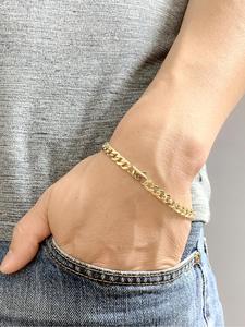 Pulsera de cadena de eslabones soldados y cierre de langosta de color liso para hombre, pulsera a juego de acero inoxidable para fiesta, decoración de ropa diaria, accesorios masculinos modernos y versátiles