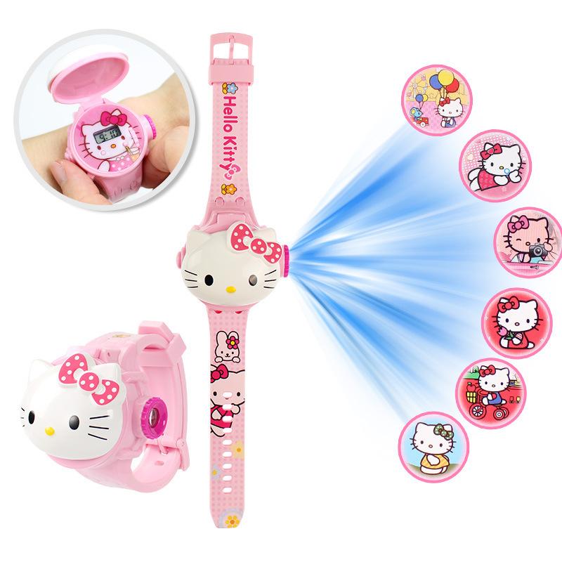 Product Introduction of 3D Pattern Projection Hello Kitty Girls Watches Children New Cartoon Kuromi LED Watch Kids Toys Wristband Clock Gift 15
