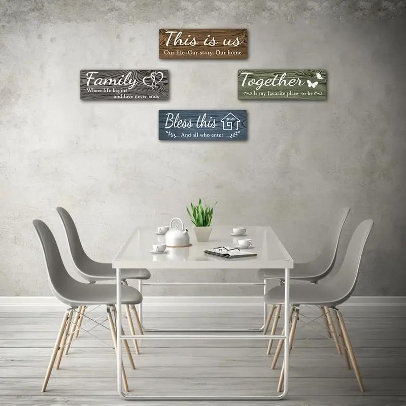 Product Introduction of Wooden Family Wall Art Sign, 1 Set Including 3 Counts/5 Counts Letter Pattern Wall Decor, Wall Decor for Home Living Room Bedroom 4