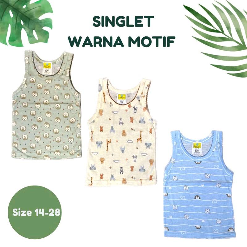 Ridges Kaos Dalam Singlet Motif Warna Polos Anak Bayi 3Pcs Baru lahir Katun Lembut 0