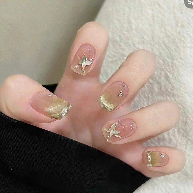 M397 mẫu thiết kế 24 nail giã mắt mèo cao cấp kèm keo xíu bền