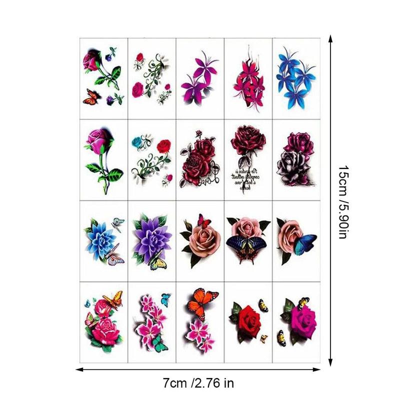 Product Introduction of 20/50pcs Waterproof Tattoo Sticker Sexy Simulation Flower Butterfly Ankle Clavicle RoseTattoo Sticker 45