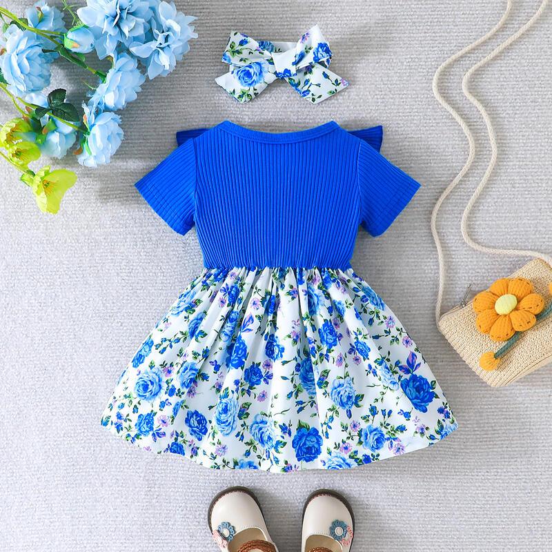 Product Introduction of Gaun Puteri, untuk Bayi Perempuan, Gaya Korea, Lengan Pendek, Sesuai untuk Musim Panas, Bu Kanak Perempuan baju  kembang 19