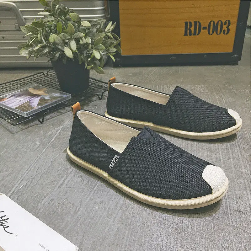 Giày Lười Nam, Phong Cách Cổ Bắc Kinh, Đế Mềm, Vải Lanh Thoáng Khí, Giày Vải Ngư Dân, Giày Hợp Xu hướng Thường Ngày Lười Biếng, Thích Hợp Cho Mùa Xuân 0