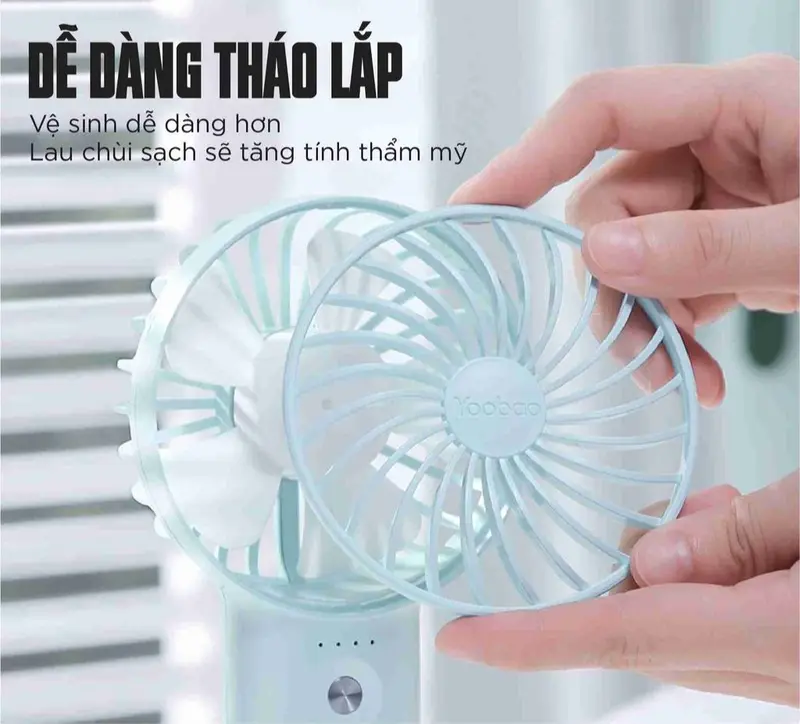 Quạt tích điện mini cầm tay YOOBAO F3 3000mAh, pin bền 15h liên tục, nhỏ gọn cất vào balo sạc USB tiện dụng mang đi chơi Phụ Kiện 4