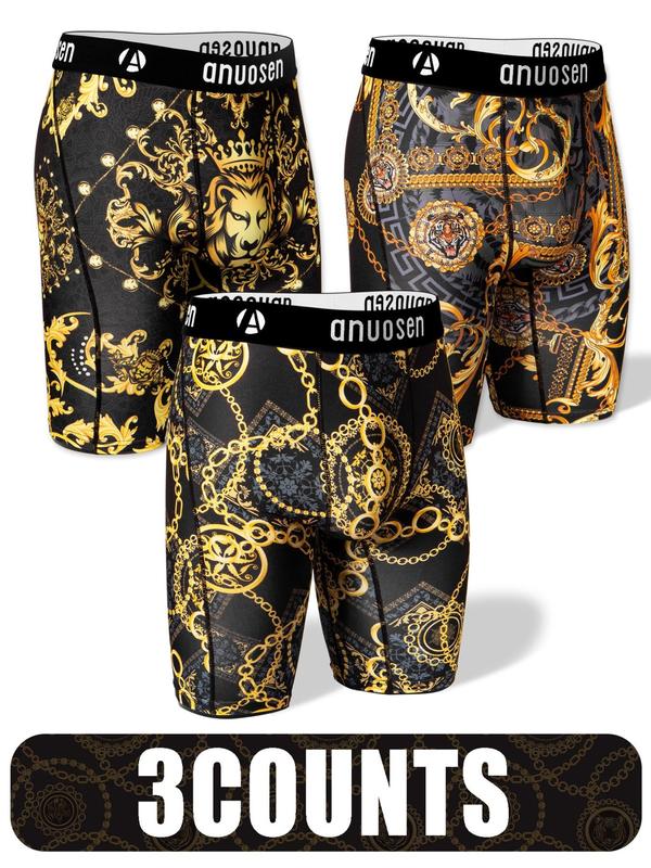 Men's All Over Print Boxer Brief, Street Fashion Comfy Breathable Underwear for Daily Wear, Men's Underwear Undergarments for All Seasons 1