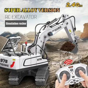 YIGONG Remote Control Excavator 11 CH 1:20 Crawler 2.4Ghz RC Excavator Mainan Anak Laki-laki Teknik Penggali Mobil Mainan anak