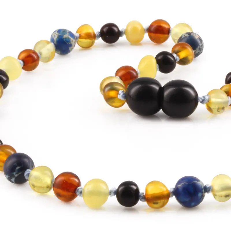 Amber Buddy - LE555 Kalung Bayi Amber dengan Deep Blue Imperial Jasper. LE555 3