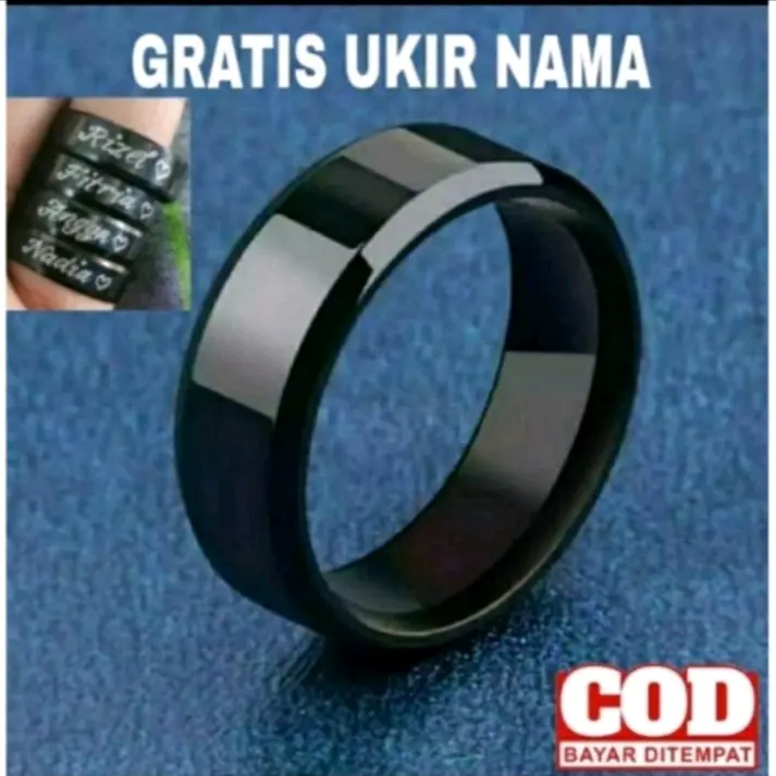 cincin ukir nama couple bucin titanium 4