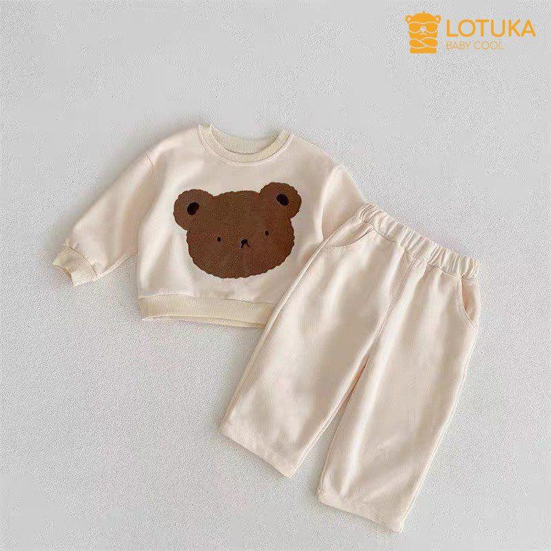 Bộ Đồ LOTUKA Chất Nỉ Da Cá Ấm Áp, Quần Áo Trẻ Em Phong Cách Hàn Quốc Hình Gấu Đáng Yêu 4-18kg 7