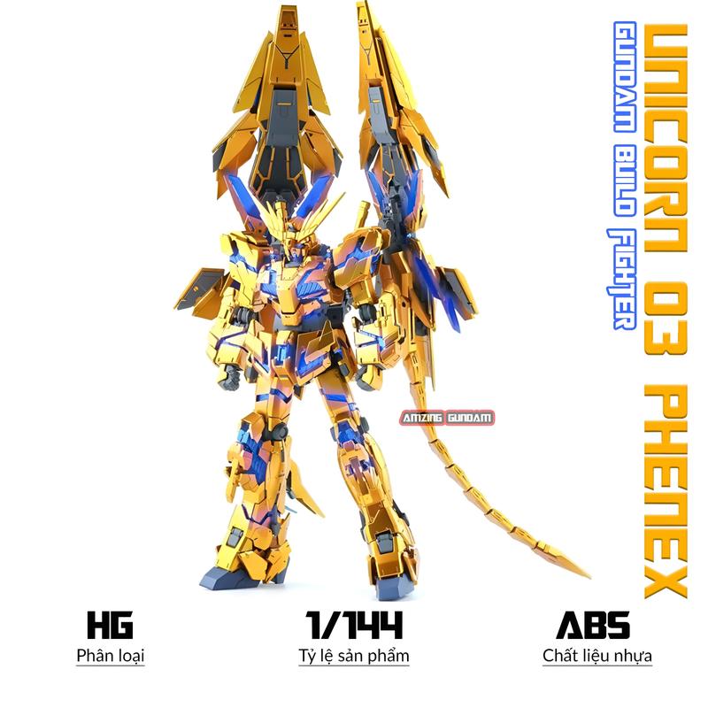 Mô hình Lắp ráp HG Unicorn 03 Phenex, 1/144 Gundam, Mô hình nhựa, Đồ chơi xếp hình thông minh
