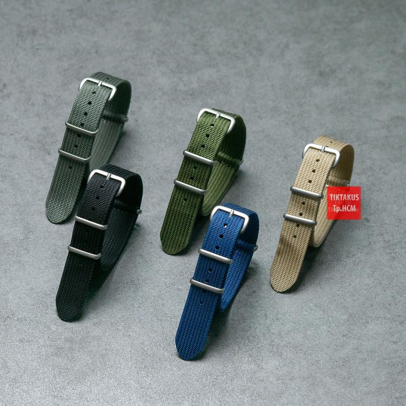 Dây đồng hồ vải dù NATO , tặng kèm chốt gắn, đủ size 18mm- 20mm - 22mm, tặng cây tháo dây