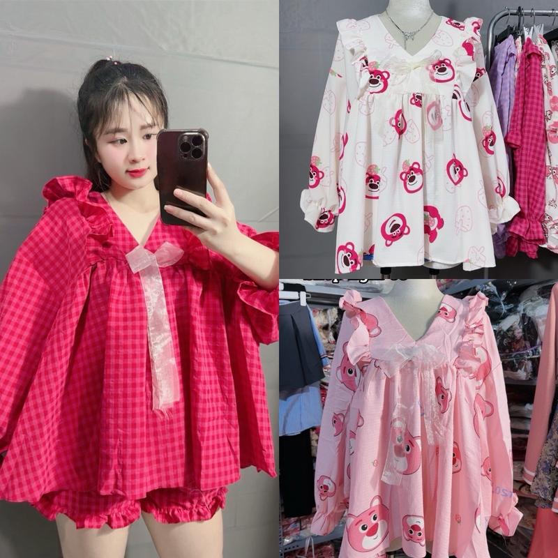 [FROM RỘNG] Set BabyDoll bigsize kèm Quần đùi Chất Xốp Đũi họa tiết hoạt hình dễ thương tay cánh dơi