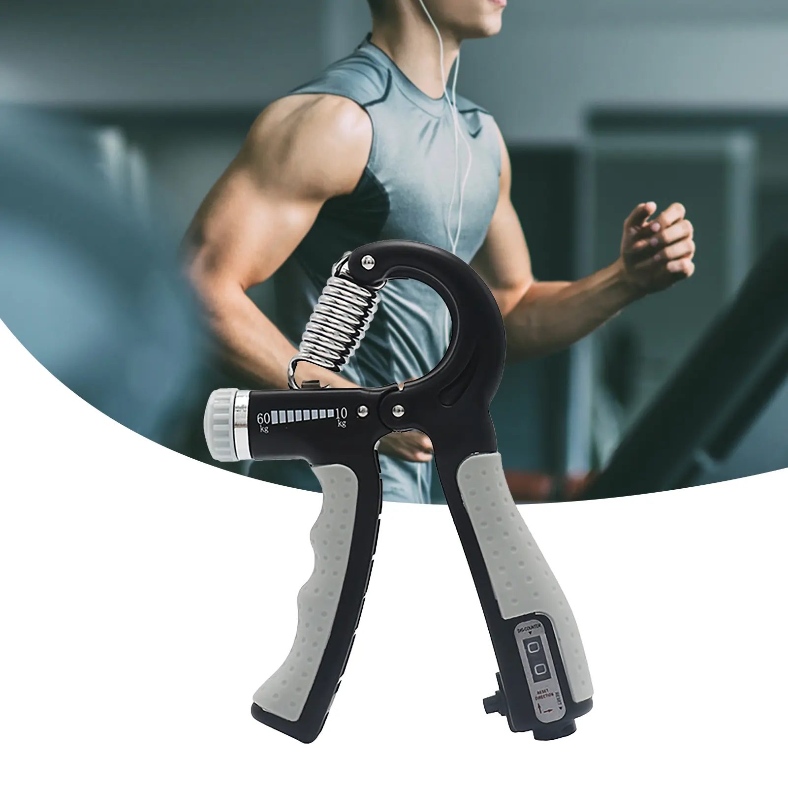 Hand Gripper with Counter R-Shape ABS Adjustable Resistance Forearm Strength Trainer Fitness Equipment