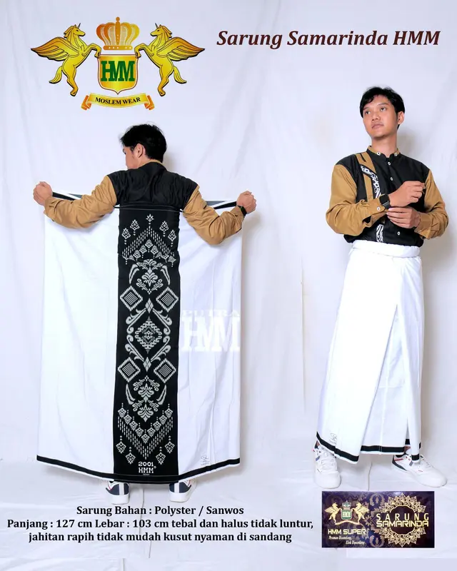 BISA COD SARUNG SAMARINDA HMM POLOS PUTIH SARUNG SANTRI DEWASA TERBARU TERMURAH Muslim Hitam Katun Motif 4