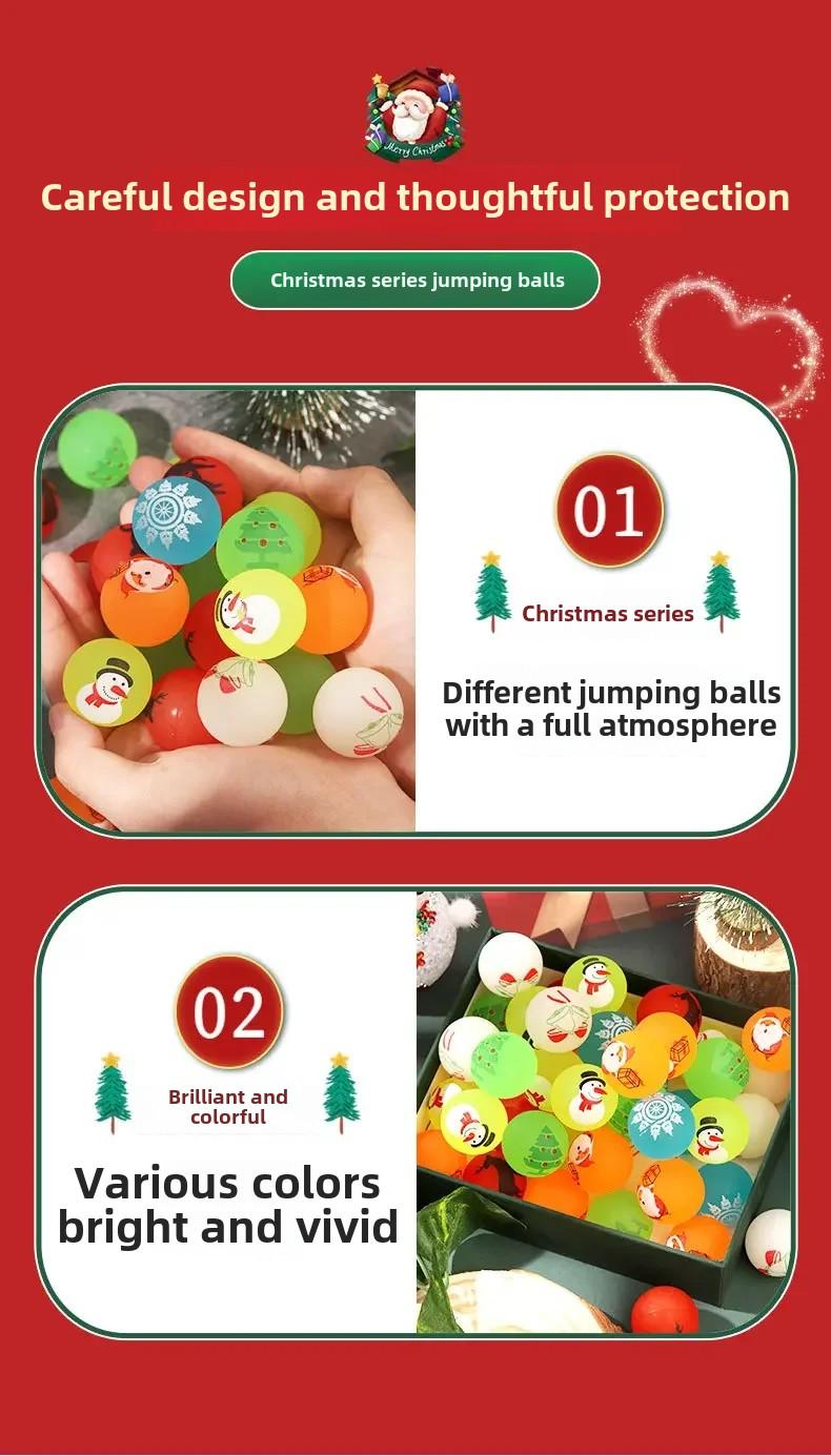 Product Introduction of 10 Pcs Christmas Elastic Rubber Ball Creative Hot Sale Ground Stall Source Gift Student Prize Gift Christmas Decoration Light Up Toy Stress Relieving Toys magic  ball 2
