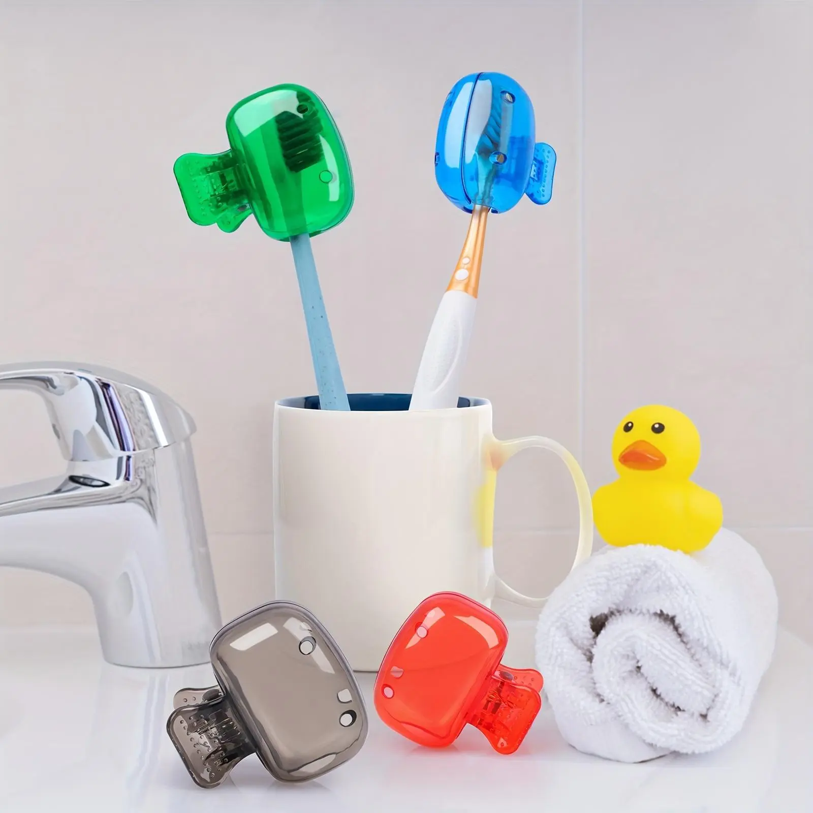 Random Color Portable Toothbrush Head Cover, 4pcs/set Toothbrush Head Protector Storage Box, Bathroom Supplies for Home & Travel