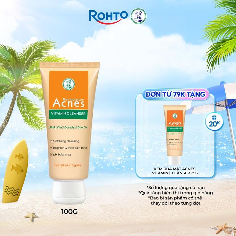 Kem rửa mặt hỗ trợ sáng da, mờ thâm vitamin Acnes Cleanser 100g