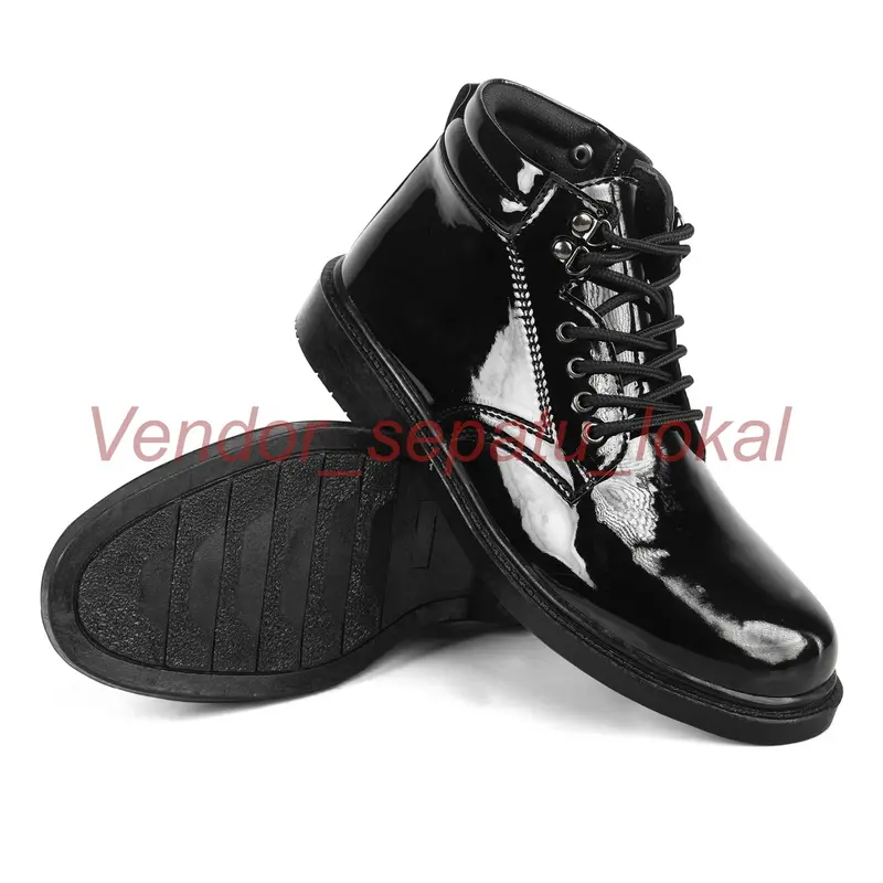 Sepatu Dinas Harian Pria Tni Polri Security , Sepatu Pdh Tali Reslating Kilap dan Tali Mati Hitam Kilap Kerja Boots Shoes 1