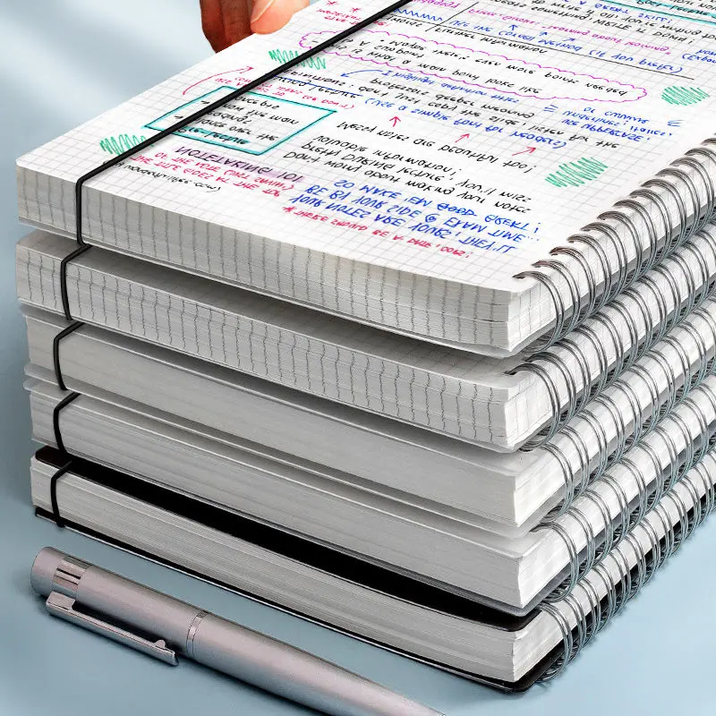 Sổ lò xo kép 80 tờ 160 trang A4 A5 A6 B5 bìa trong giấy caro kẻ ngang làm sổ tay bullet journal