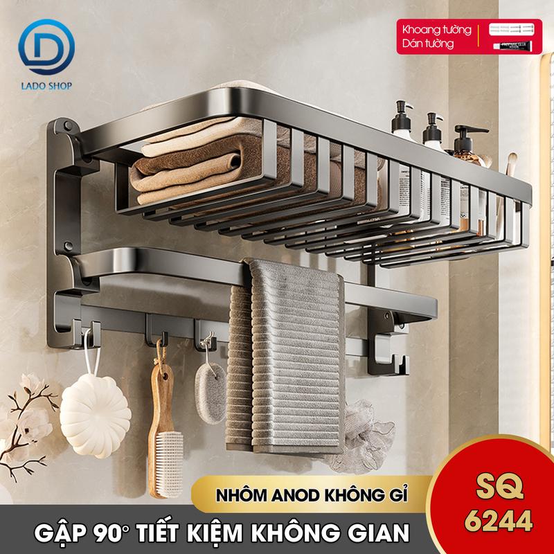 Giá treo khăn đa năng, kệ để khăn tắm gấp gọn SQ-6244 Nhôm Anod không rỉ