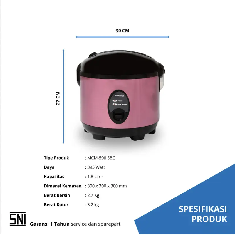 MIYAKO Rice Cooker 3 in 1 MCM-508 SBC / MCM 508 SBC / MCM508SBC [1.8 Liter] 1