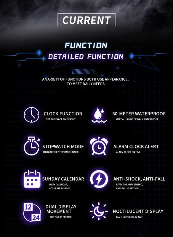 Product Introduction of MSTIANQ Men's Youth Original ElectronicWatch High School Student Trend Hand Clock SportsWaterproof Luminous Red Digital Wristwat 2