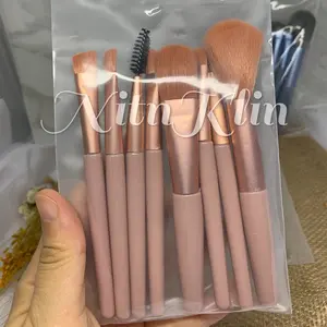 Kuas Set Make up 8 pcs Set Mini Travel Make Up Brush Travel Size [Packing Plastic].
