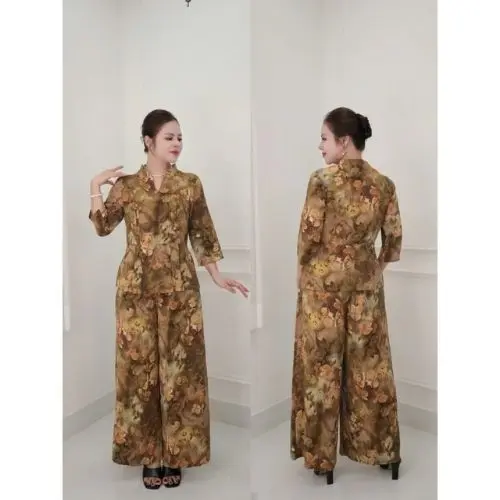 Đồ bộ trung niên, đồ bộ mặc ở nhà cho các mẹ,quần lửng suông, chất lụa nhập co dãn nhẹ,mềm mịn thoáng mát ( Ms52 ) 5