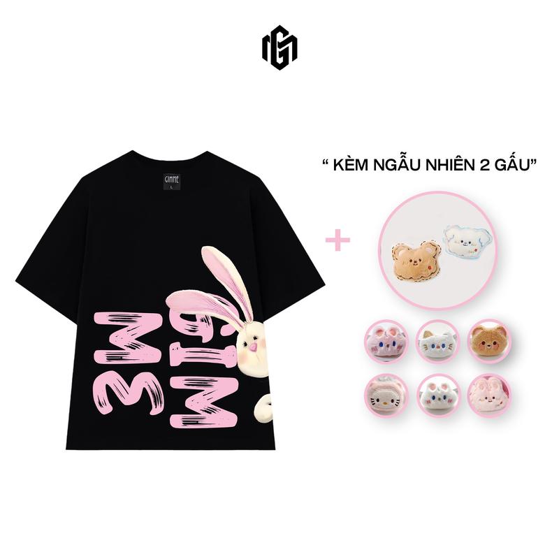 [Cham Gấu] Áo Thun Gimme - Oversize Thỏ - Kèm Gấu - Cotton 250gsm 2 Chiều