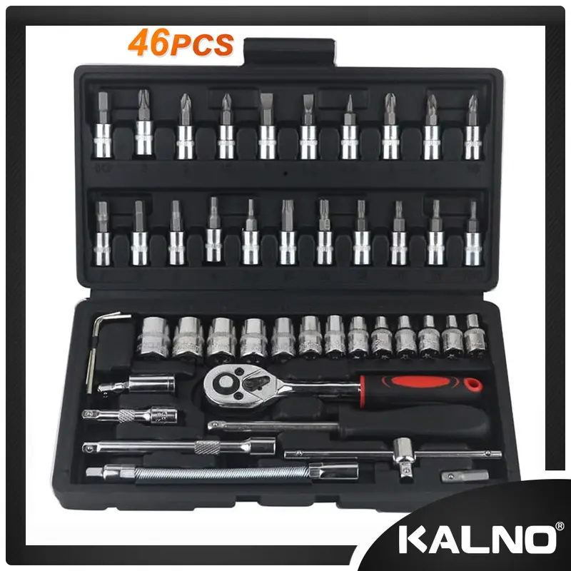 Kunci Sok Set 46 Pcs Kunci 27 Kunci 40 Kunci 10 Socket Wrench Mata Obeng Dilengkapi Box Penyimpanan - Kunci L Set Lengkap Kunci Sok Pas Set Tool Mobil Motor / Universal Lengkap 0