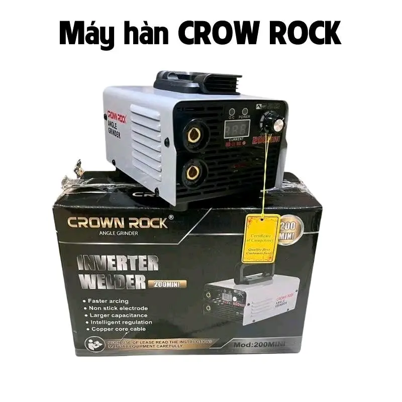 Máy hàn điện tử CROWN 200 mini , chuyên que 1.6-2.5mm , dây hàn 3M , hỗ trợ chống dính que , bảo hành 12 tháng 1