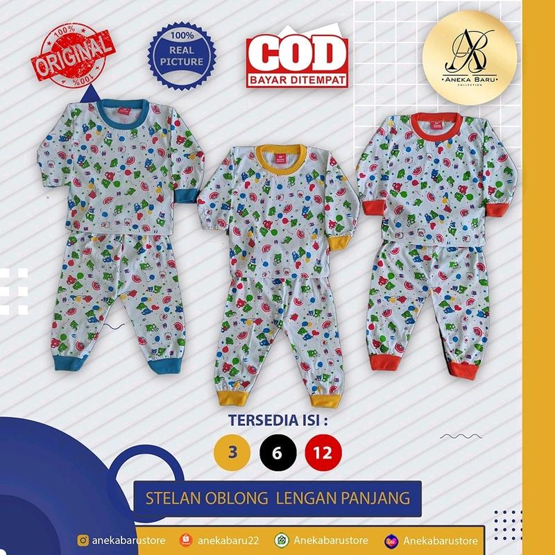 100RB-an 6PCS PAKET STELAN PIYAMA/OBLONG BAYI LENGAN PANJANG 1-2thn 0