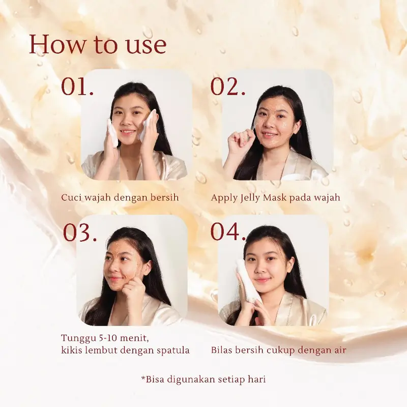 EILEEN GRACE  Moisturize Rose Jelly Mask 300ml Hitam Hyaluronic Masker Wajah Mencerahkan 3