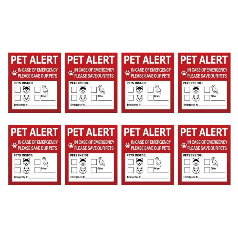 HEHUS 8Pieces Pet Alert Sticker FIRE Safety Dog Alert Stickers Cat ...