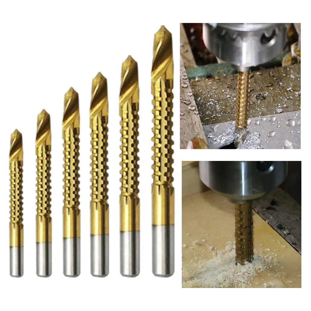 Mata Gerudi Slot, 6pcs, 3-8mm, Kelajuan Tinggi, Bahan Keluli, Bersalut, Sesuai untuk Kerja Kayu, Mata Gerudi Gergaji
