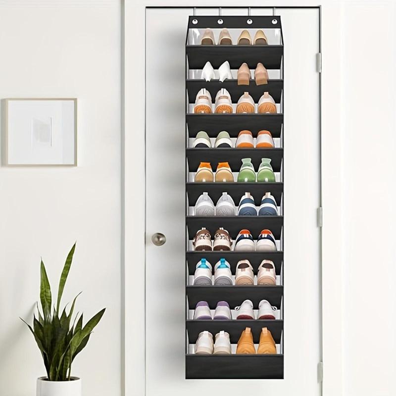 Product Introduction of 10 Tier Over The Door Shoe Organizer, 1 Count Deep Pockets Large Hanging Shoe Storage Bag, Wall Mounted Shelves, Shoe Holder Hanger for Sneakers Boots 2