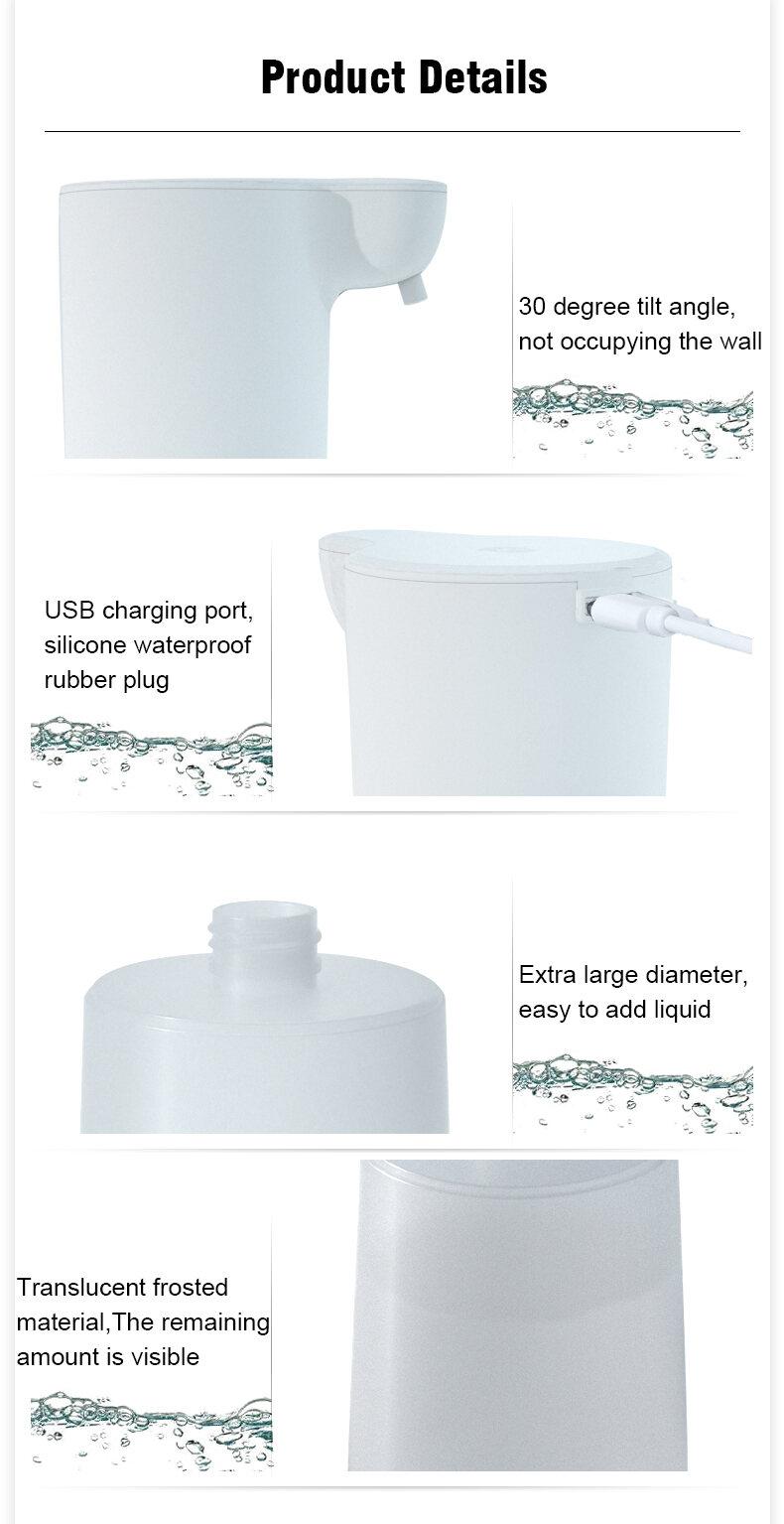 Product Introduction of 【SKIT SG】350ml/600ml Automatic Touchless Soap Dispenser w/ 2000mah Rechargeable Battery, Infrared Motion Sensor Hands Free Foam/Liquid Gel Soap/Sanitizer for Bathroom Kitchen, Handfree Auto Foaming IPX4 Waterproof Smart Dispenser Machine Via USB Charging 22