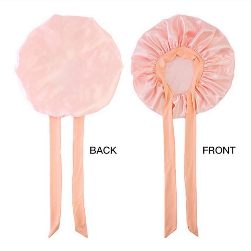 Solid Color Lace Up Front Double Layer Headband, Pleated Design Solid Matching Wide Band Hair Bonnet, Sleeping Bonnet for Spring Summer Women 4