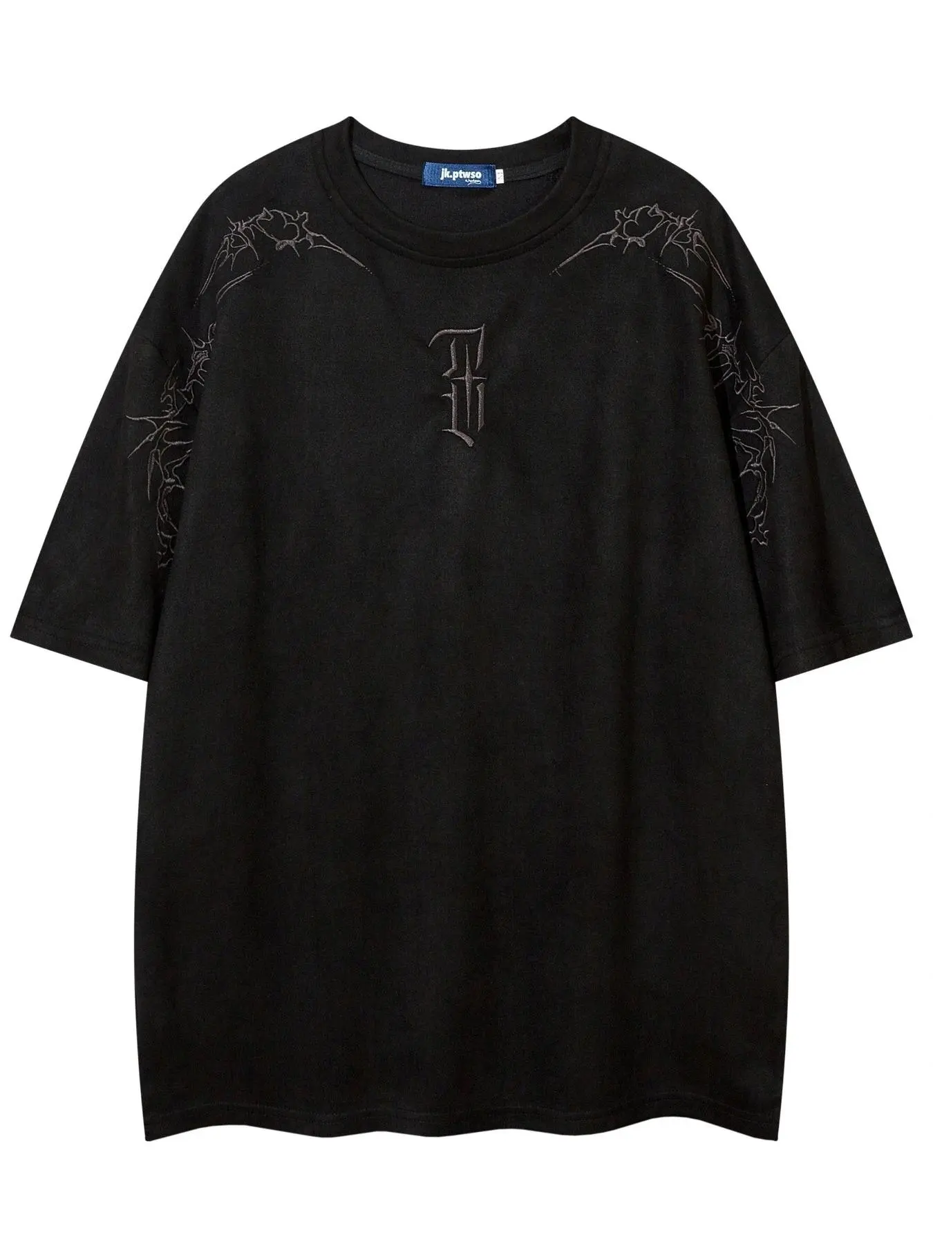 Men's Embroidery Drop Shoulder Tee, Loose Casual Short Sleeve Round Neck T-Shirt for Summer, Fashion Men's Top for Daily Wear
