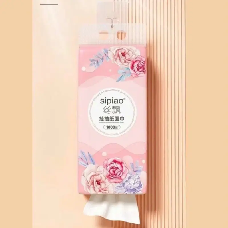 ￼ [Tặng móc treo] Combo 10 Bịch Giấy Treo Đa Năng SIPIAO Hoa Hồng, Khăn Rút Treo Trường 4 Lớp mỗi bịch 1000 Tờ Loại 1 4
