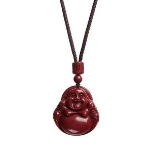 Loket Buddha Maitreya, Bahan Cinnabar, Gaya Ins, Pasir Emas Ungu, Uniseks, Tahun Zodiak Guan Yin, Kalung Loket Buddha Niche