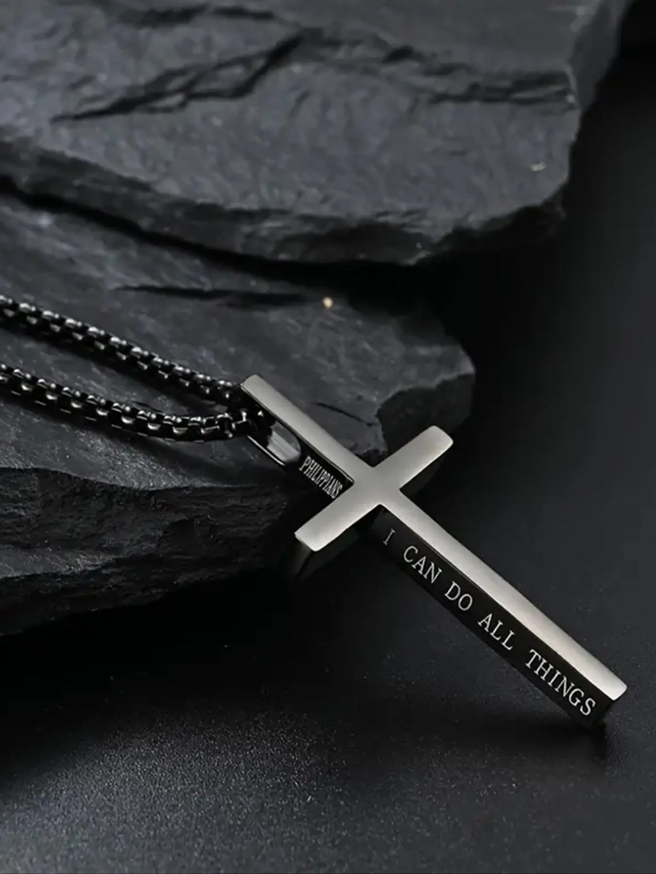 Plain Cross Pendant Necklace with Letter Pattern for Women Men, Casual Metal Link Matching Necklace, Cross Necklace for Men Jewelry for Party, Daily Clothing Decor, Valentine's Day, Gifts for Girlfriend